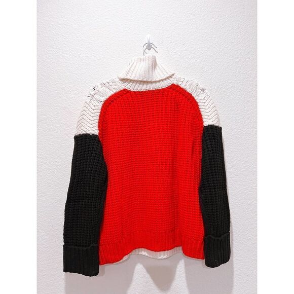 Reiss JAN COLOUR BLOCK CABLE KNIT ROLL-NECK JUMPER M - Picture 7 of 11